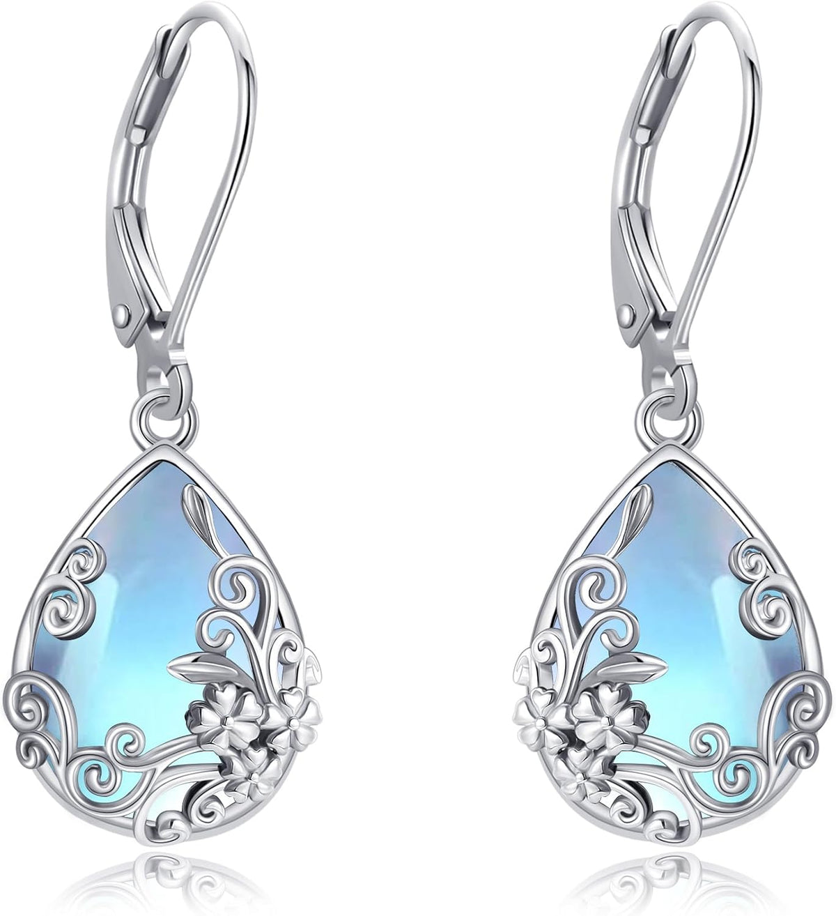 Women's Black Onyx Filigree Drop Earrings - 925 Sterling Silver Scrollwork, Eight Stone and Motif Styles for Evening Wea