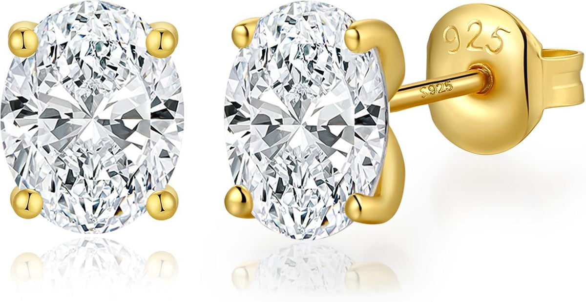 Cubic Zirconia Stud Earrings in Sterling Silver by noelcrate, view 1